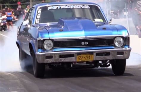 Watch This Nitrous Chevy Nova Drag Car Turn 8 Seconds