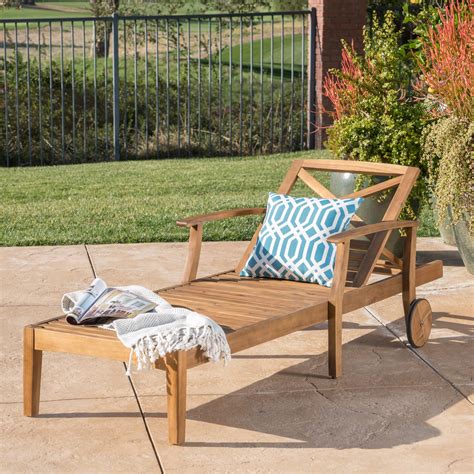 Bodhi Outdoor Acacia Wood Chaise Lounge, Teak - Walmart.com - Walmart.com