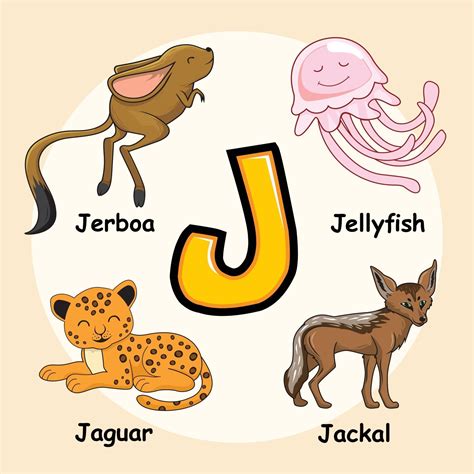 Animals Alphabet Letter J for Jellyfish Jaguar Jackal Jerboa 3281063 ...