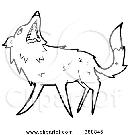 Cartoon Black and White Lineart Wolf Posters, Art Prints by - Interior Wall Decor #1388845