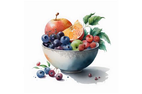 Watercolor Fruit Bowl By artsy-fartsy | TheHungryJPEG