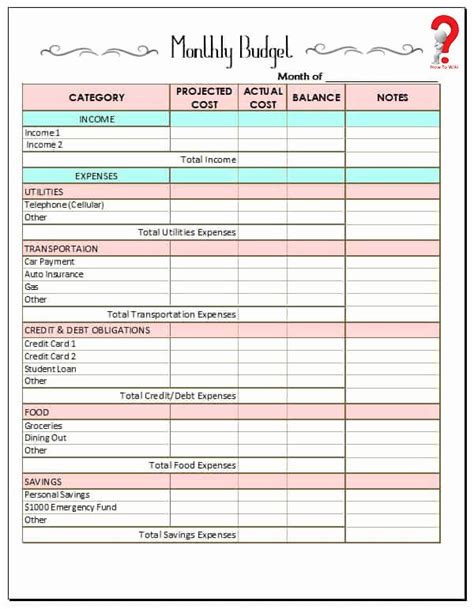 Monthly Budget Worksheet Pdf Fresh How to Make A Free Printable Monthly ...