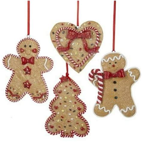 Set of 4 Christmas Ornaments, Gingerbread Men, Tree & Heart Christmas Tree Decorations - Walmart ...