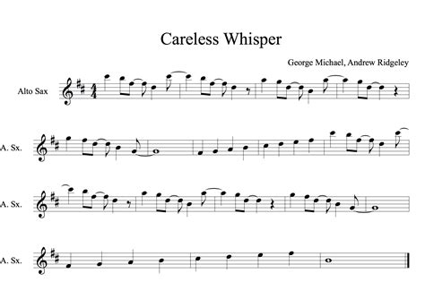 Careless Whisper Sheet Music By George Michael Saxophone