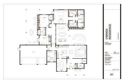 O'Brien Residence | Floor Plan :: 24x36 Title Block - 1/4" = 1'0" | งานนำเสนอสถาปัตย์, ห้องน้ำ ...