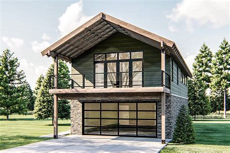 Plan 62847DJ: 2-Bed Modern Rustic Garage Apartment with Vaulted ...