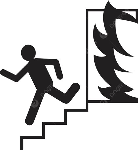 Illustration Of Emergency Exit Signs Man Running Silhouette Fire Exit ...