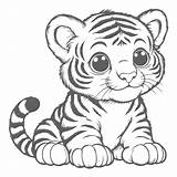 Premium Vector  Cute baby tiger Outline Line Drawing coloring Page sketch template