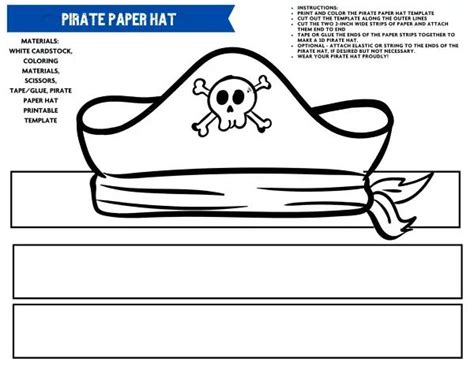 7 Printable Pirate Hats (Free Template) | Pirate hat template, Pirate hat crafts, Hat template