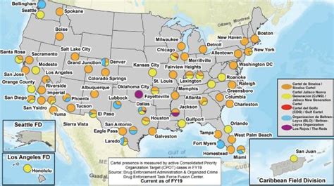 A new DEA map shows where cartels have influence in the US. Cartel ...