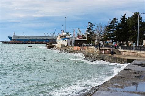 Tuapse, Russia, - December 26, 2020. Port of Small Town of Tuapse in ...