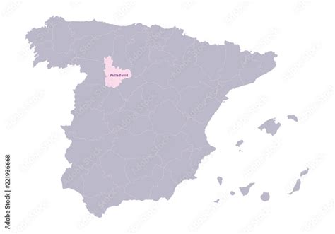 Spain map illustration. Valladolid region Stock Vector | Adobe Stock