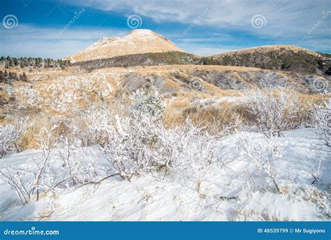 Snow in Mount Aso stock image. Image of volcano, located - 48539799