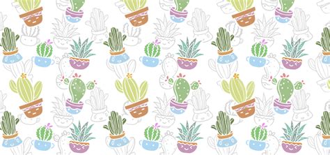 Cartoon Cute Cactus Abstract Pattern Background, Cartoon, Cactus ...