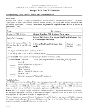 Fillable Online OSB CLE General Info/FAQ - Oregon State Bar Fax Email Print - pdfFiller