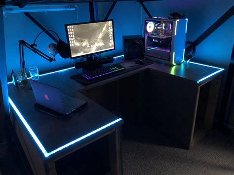 Custom RGB Desk Project Complete! (Syncs to music but videos aren’t allowed) : r/battlestations