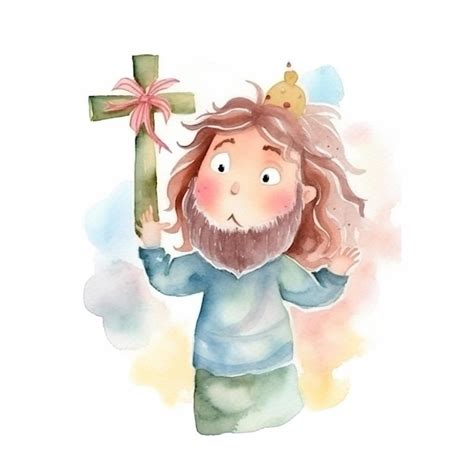 Premium Photo | A watercolor drawing of a jesus with a crown on his head