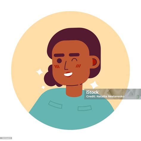 African American Female Winking Expression 2d Vector Avatar Illustration Stock Illustration ...