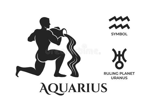 Aquarius Zodiac Sign. Uranus Ruling Planet Symbol Stock Vector ...