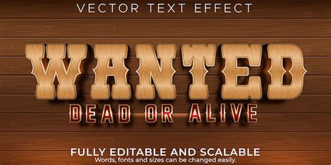 Free Vector | Editable text effect, western wanted text style