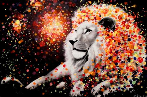 Joy of Art by Marina Joy: Original Abstract Painting of Lion By Marina Joy