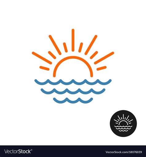 Sun rays and sea waves logo Royalty Free Vector Image