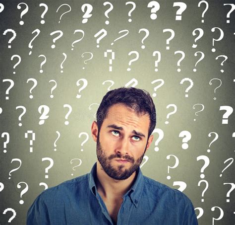 Funny Confused Skeptical Man Thinking Looking Up Has Many Questions Stock Photo - Image of ...