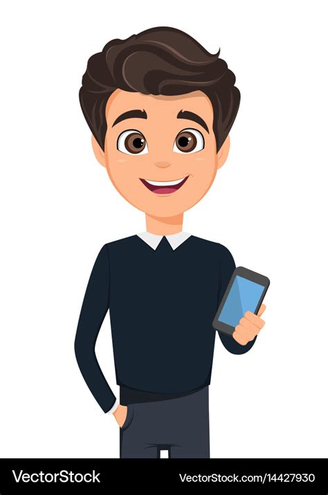 Business man cartoon character young handsome Vector Image