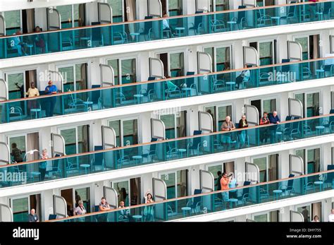 The Royal Princess cruise ship close up detail. Balcony cabins Stock Photo, Royalty Free Image ...