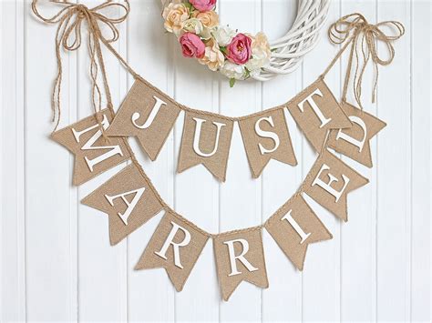 Just Married Wedding banner rustic wedding bannerjust | Etsy