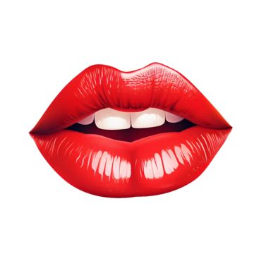 Realistic Style Bright Red Lips Without Buckle, New Years Eve Holiday Elements, Red Lips ...