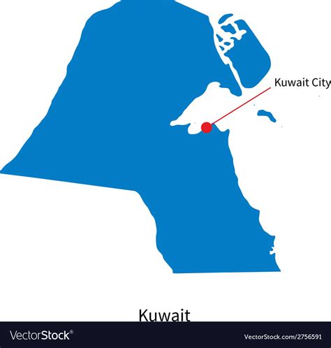 Detailed map of Kuwait and capital city Kuwait Vector Image