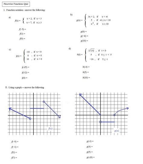 Functions Worksheet With Answers