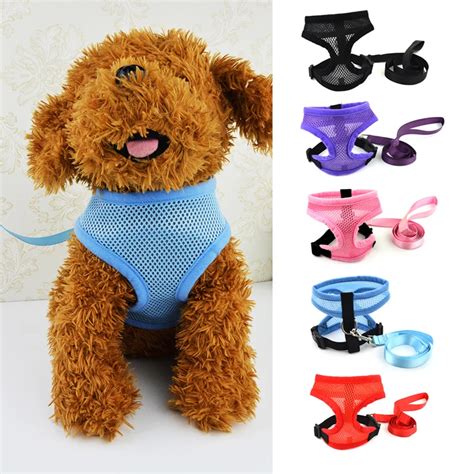 5 Colors Mesh Breathable Pet Harness and Leash Set 4 Sizes Pet Dog ...