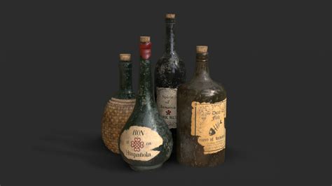 ArtStation - Old Rum Bottles | Game Assets