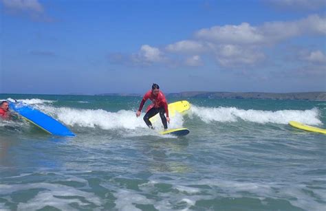 Beginner's surfing lessons in Newquay, Cornwall.