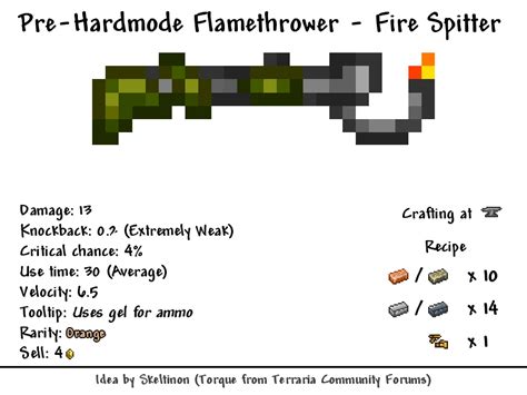 Terraria 1.3.6 Idea: Pre-Hardmode Flamethrower (Fixed ver.) : r/Terraria