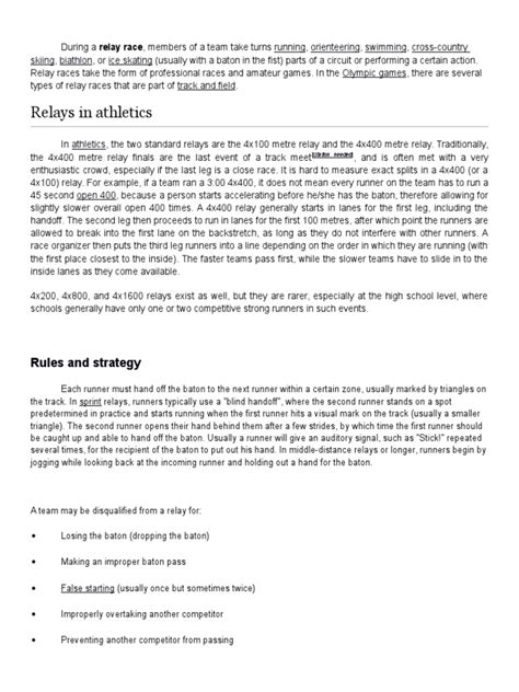 Relays in Athletics: Rules and Strategy | PDF | Track And Field ...