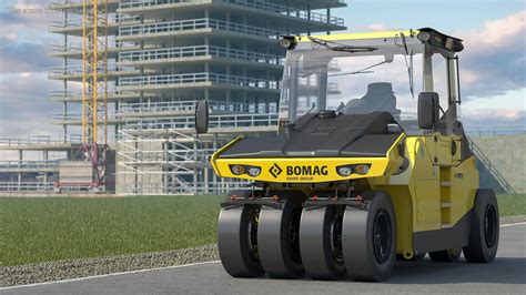 Bomag BW 28 RH Pneumatic Tired Compactor Rigged 3D model rigged | CGTrader