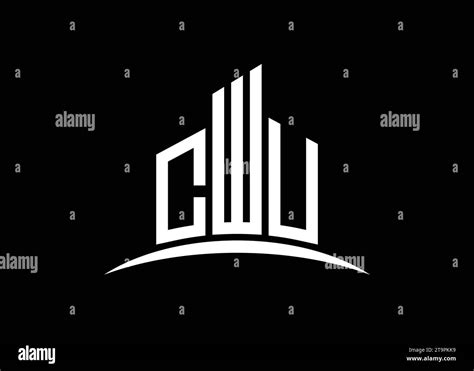 Letter CWU building vector monogram logo design template. Building ...