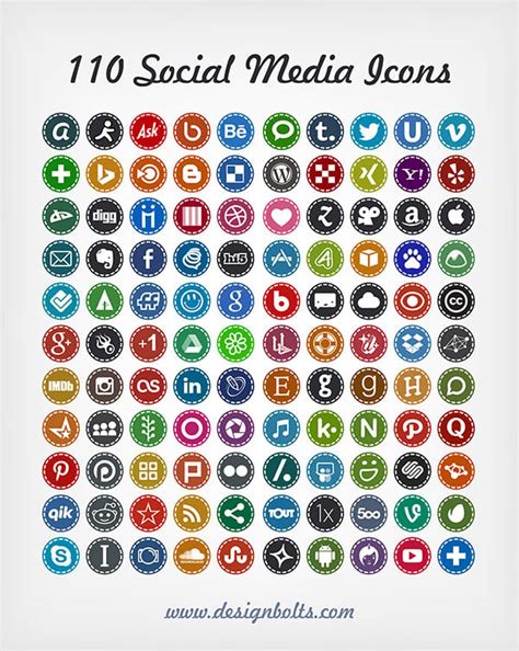 110 Free Hand Stitch Social Media Icons 2014 | Vector Ai + PNGs – Designbolts