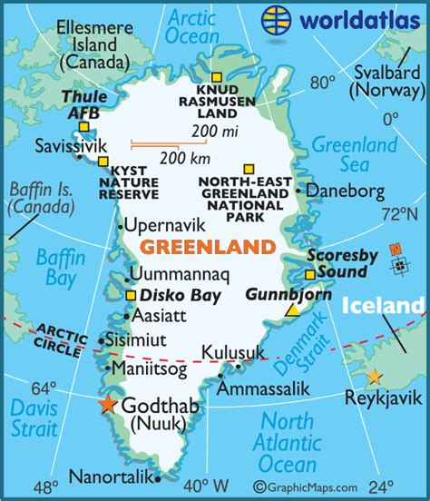 Denmark And Greenland On World Map