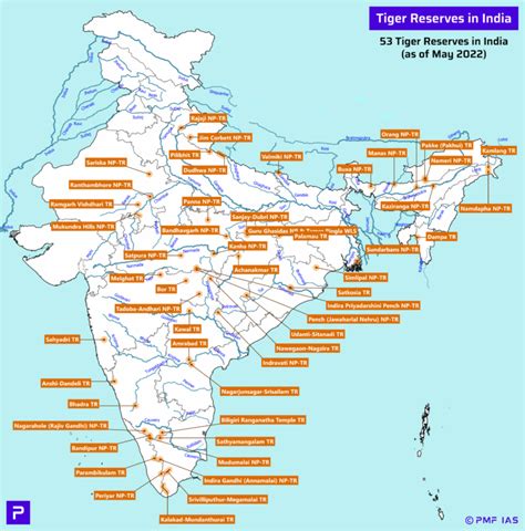 List of Tiger Reserves in India (53 Tiger Reserves in 2022) - PMF IAS