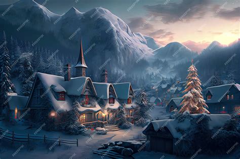 Premium Photo | A beautiful christmas village in the mountains winter ...