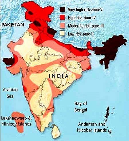 Earthquake Zones Of India