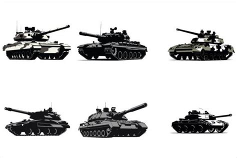 Army Tank Vector Black Silhouette Set Graphic by amazinart · Creative Fabrica