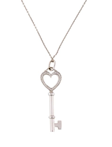 Tiffany & Co. 18K Diamond Heart Key Pendant Necklace - Necklaces - TIF60837 | The RealReal