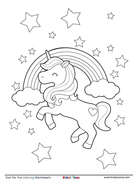 Unicorn Rainbow Coloring Page - KidzeZone