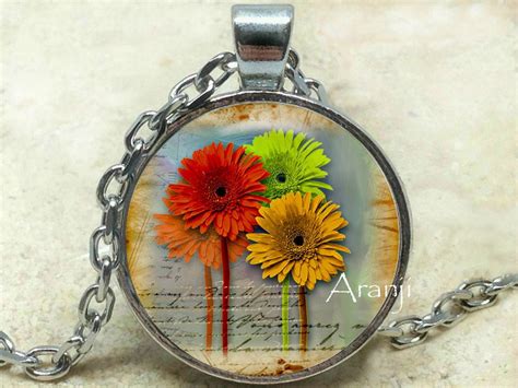 Gerber Daisy Art Pendant Gerber Daisy Necklace Daisy - Etsy