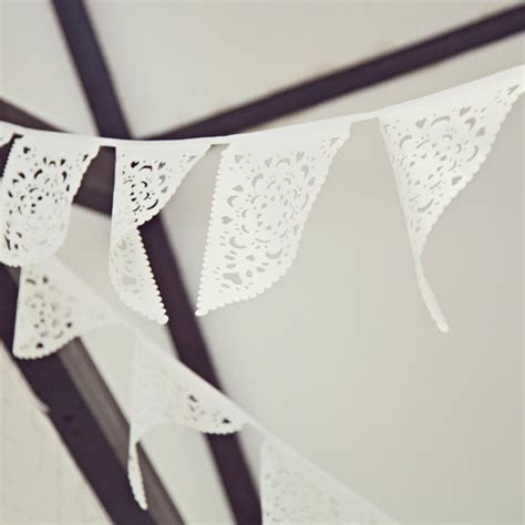 White Wedding Fabric Bunting, White Lace Garland #2400522 - Weddbook